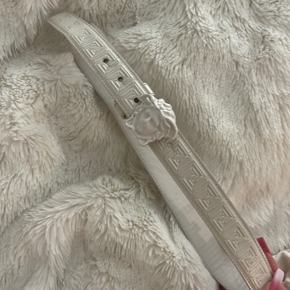 White Versace Belt. Authentic. No filter. For size small